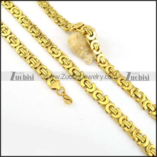 top quality nonrust steel Stamping Necklace with Bracele Set - s000250