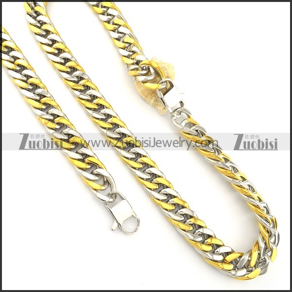 Steel Jewelry Set including Stamping Necklace and Bracelet -s000468