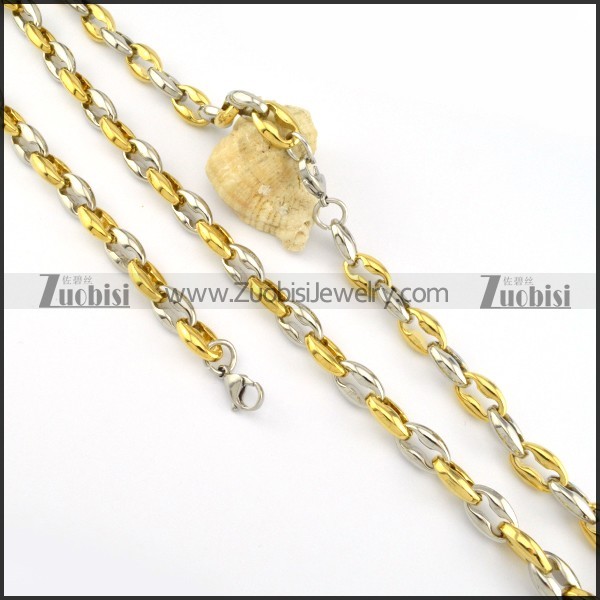 clean-cut Stainless Steel Stamping Necklace with Bracele Set - s000272