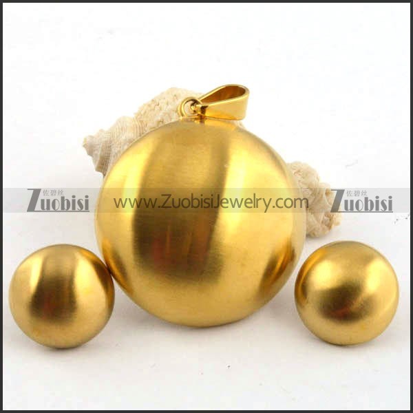 Gold Round Stainless Steel jewelry set-s000028