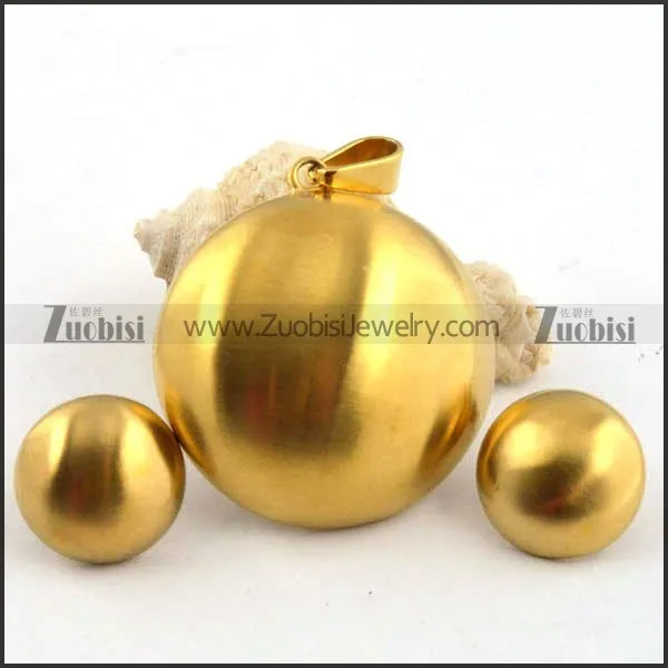 Gold Round Stainless Steel jewelry set-s000028