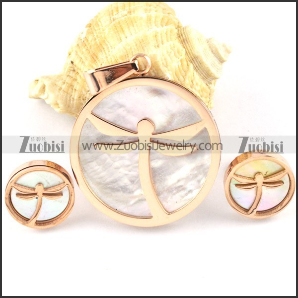 Rose Gold Dragon Stainless Steel jewelry set-s000147