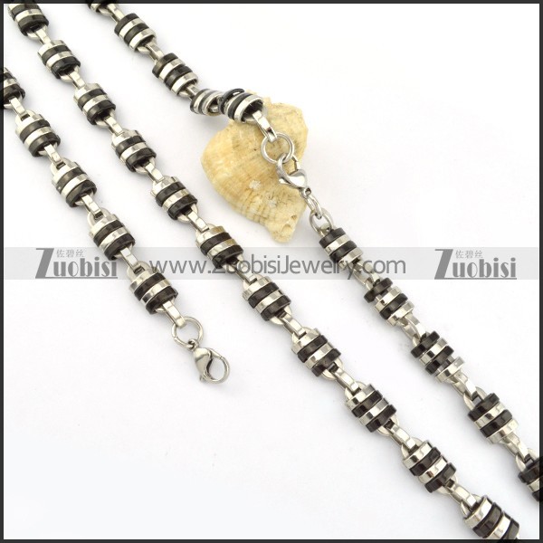 good 316L Steel Stamping Necklace with Bracele Set - s000254