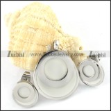 Silver Round Stainless Steel jewelry set with white stone -s000132