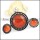 Solid Dark Orange Stone Stainless Steel jewelry set-s000060