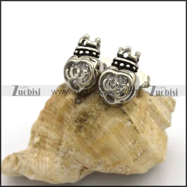 Crown Shaped Zircon Stud Earrings e001052