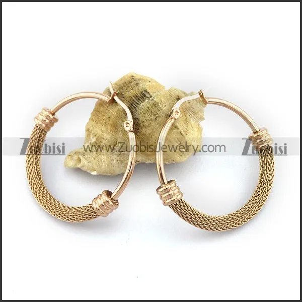 Rose Gold Plating Net Earring e001144