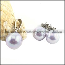 Light Silver Stainless Steel Pearl Jewelry Set -s000064