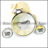 Silver Steel Butterfly jewelry set with shell -s000017