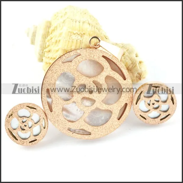 Rose Gold Flower Stainless Steel jewelry set-s000152