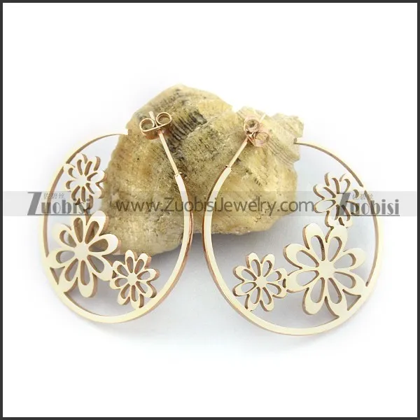 Rose Gold Flowers Earring e001133