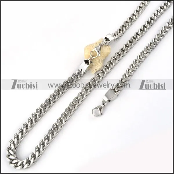Silver Stainless Steel Square Link Chain Jewelry set-s000169
