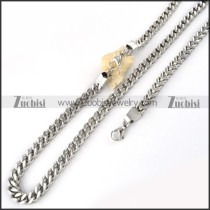 Silver Stainless Steel Square Link Chain Jewelry set-s000169