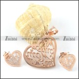 Rose Gold Hollow Heart Stainless Steel jewelry set-s000129