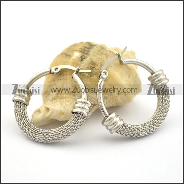 6mm stainless steel net earring e000919