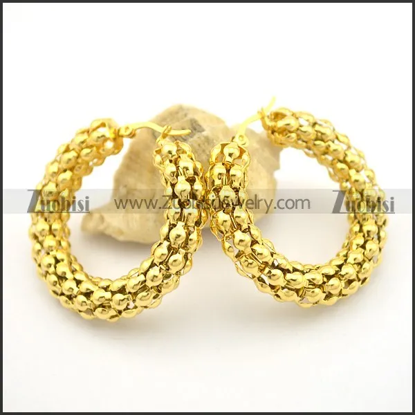 gold corn earring in stainless steel e000922