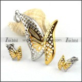 Gold & Silver Butterfly Stainless Steel jewelry set-s000048