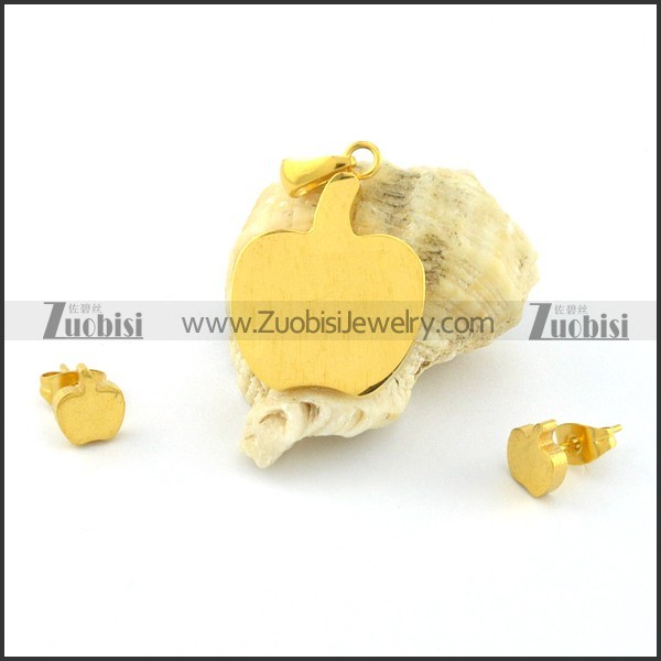 Gold Plating Jewelry Sets of Fruit shaped Pendant and Earring -s000461