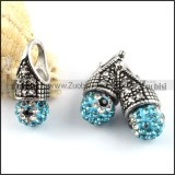 Vintage Stainless Steel jewelry set with Blue Rhinestone Ball -s000142