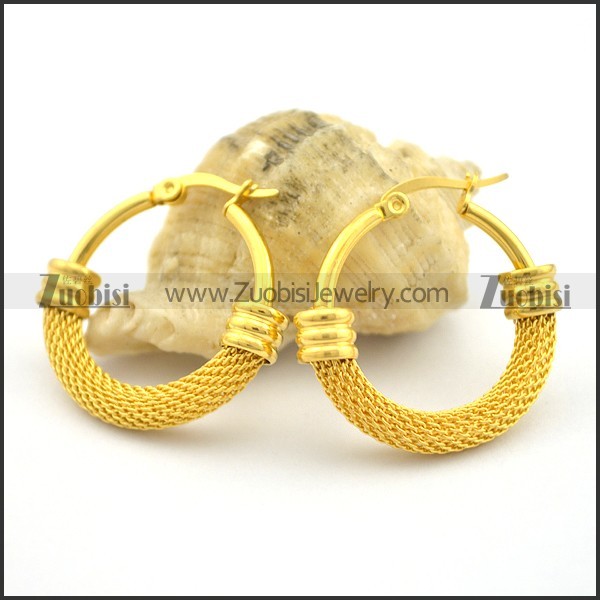 gold stainless steel net earrings on sale e000920