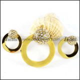 Gold Rhinestone Ball Jewelry Set in Steel -s000007
