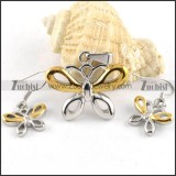 Two Tone Finishing Butterfly Stainless Steel jewelry set -s000029