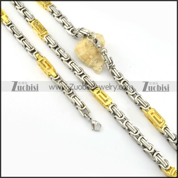 top quality noncorrosive steel Stamping Necklace with Bracele Set - s000246