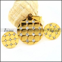 Gold Round Stainless Steel jewelry set-s000083
