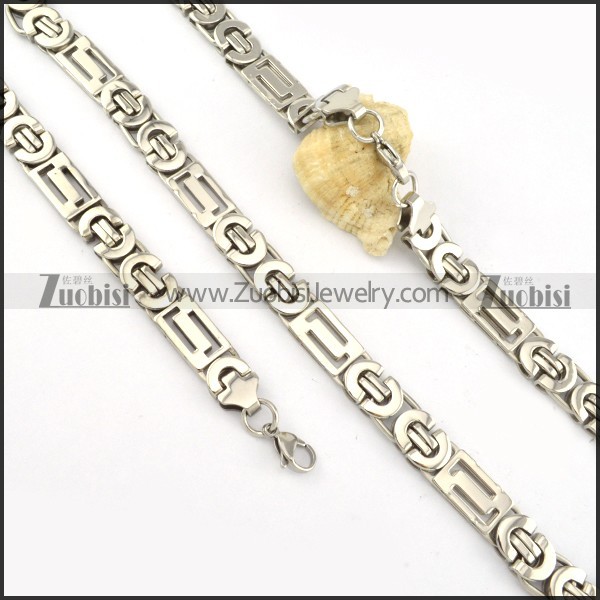 nice-looking Stainless Steel Stamping Necklace with Bracele Set - s000259