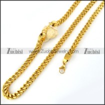 Gold Stainless Steel Square Chain Jewelry Set -s000167