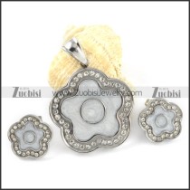 Epoxy White Plum Blossom Stainless Steel jewelry set-s000118