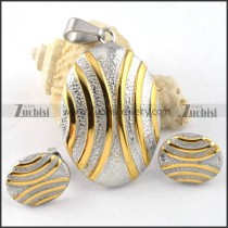 Oval Stainless Steel jewelry set in two Tones -s000058