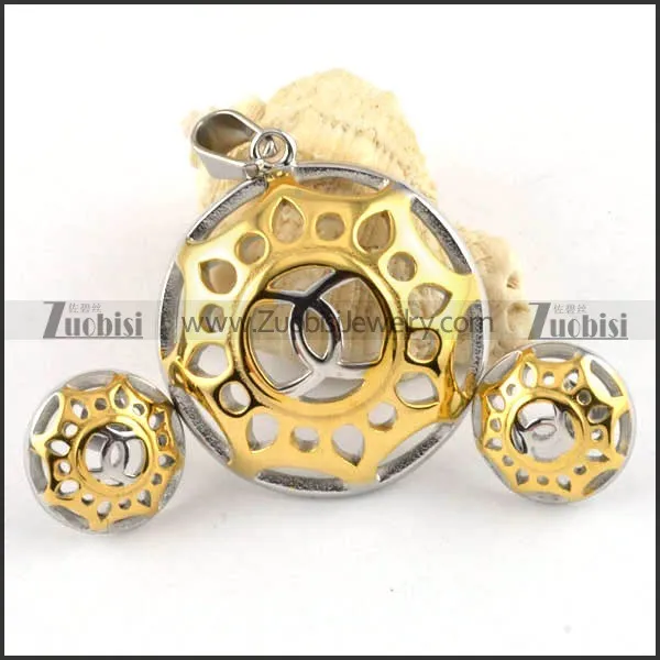 Branded Name Stainless Steel jewelry set in 2 Tones -s000041