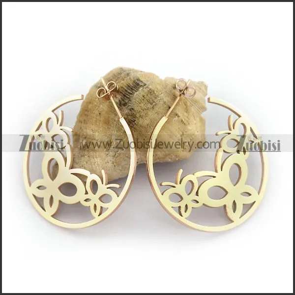 Rose Gold Cutting Butterflies Earring e001134