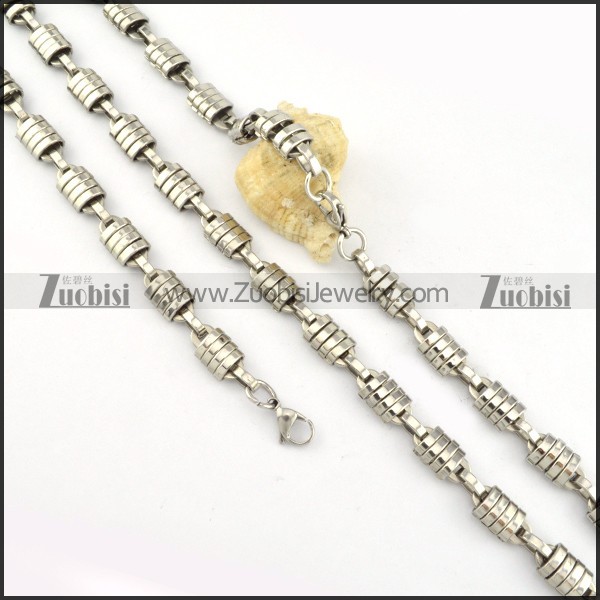 high quality noncorrosive steel Stamping Necklace with Bracele Set - s000255