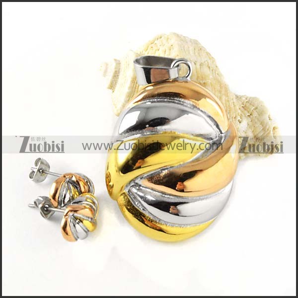Oval Stainless Steel jewelry set in 3 tones plating -s000021