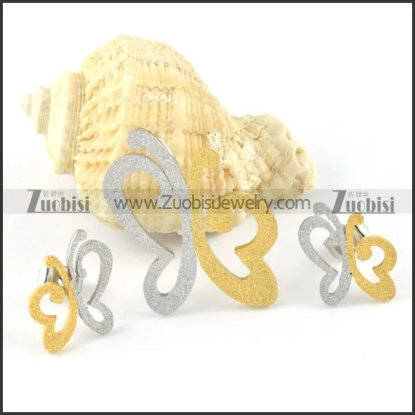 Two Tones Butterfly Stainless Steel jewelry set-s000134