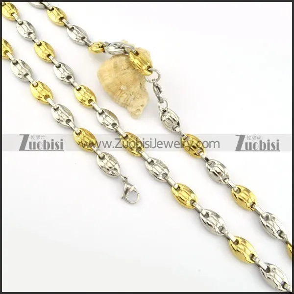 clean-cut nonrust steel Stamping Necklace with Bracele Set - s000270