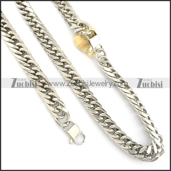 Steel Jewelry Set including Stamping Necklace and Bracelet -s000469