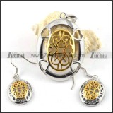 Two Plating Tones Stainless Steel jewelry set with heart theme -s000025