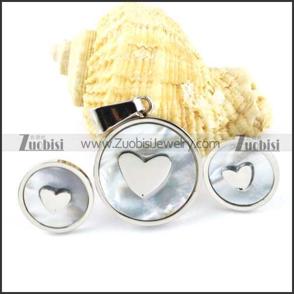 Shell Stainless Steel Heart Jewelry Set -s000143