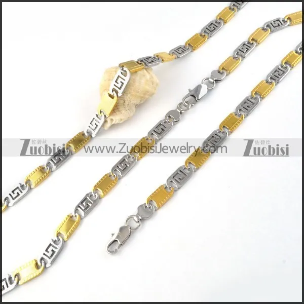 55cm Stainless Steel Necklace Set in 2 Plating Tones -s000163