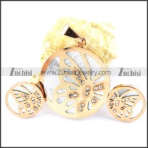 Rose Gold Butterfly Stainless Steel jewelry set-s000155