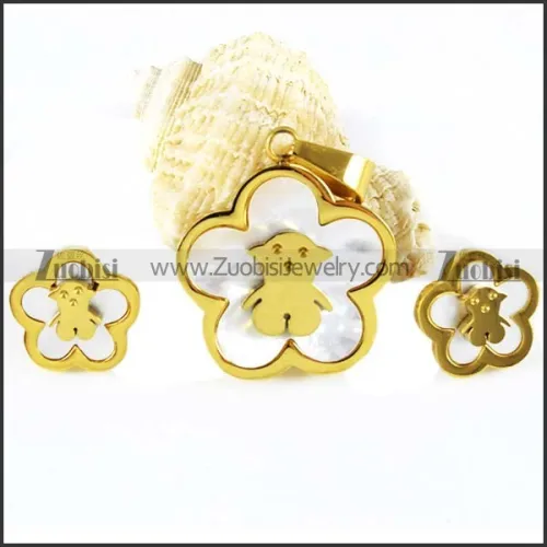 Gold Stainless Steel Boy Jewelry Set-s000012