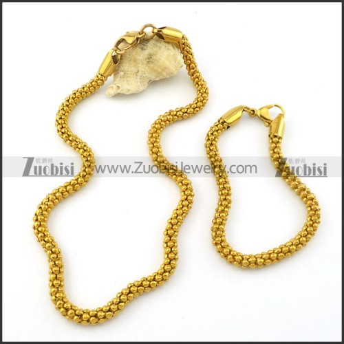 corn chain jewelry set including gold tone bracelet and necklace -s000708