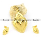 gold stainless steel heart-shaped jewelry set s000839