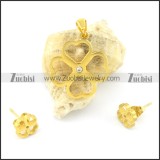 gold steel four-leaf clover jewelry set s000837