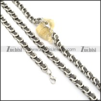 black and silver stainless steel matching jewelry s000827