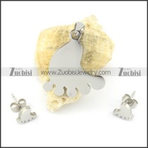 foot pendant and earring in stainless steel s000834