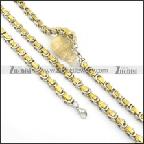 two tones stainless steel necklace and bracelet s000826